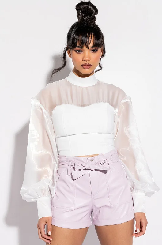 LOVE LANGUAGE BANDAGE BLOUSE WITH ORGANZA SLEEVES