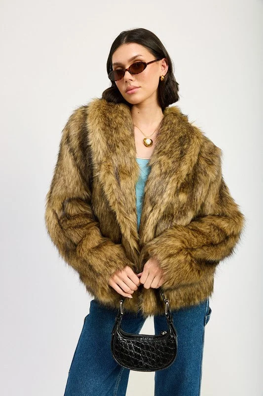 Hot Girl Mob Wife Faux Fur Draped Jacket